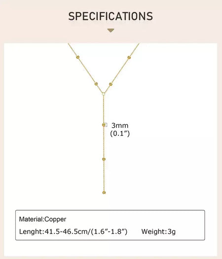 Colar lariat de aço inoxidável banhado a ouro, colar longo delicado colares laryered para mulheres meninas, pingente de gota em forma de y