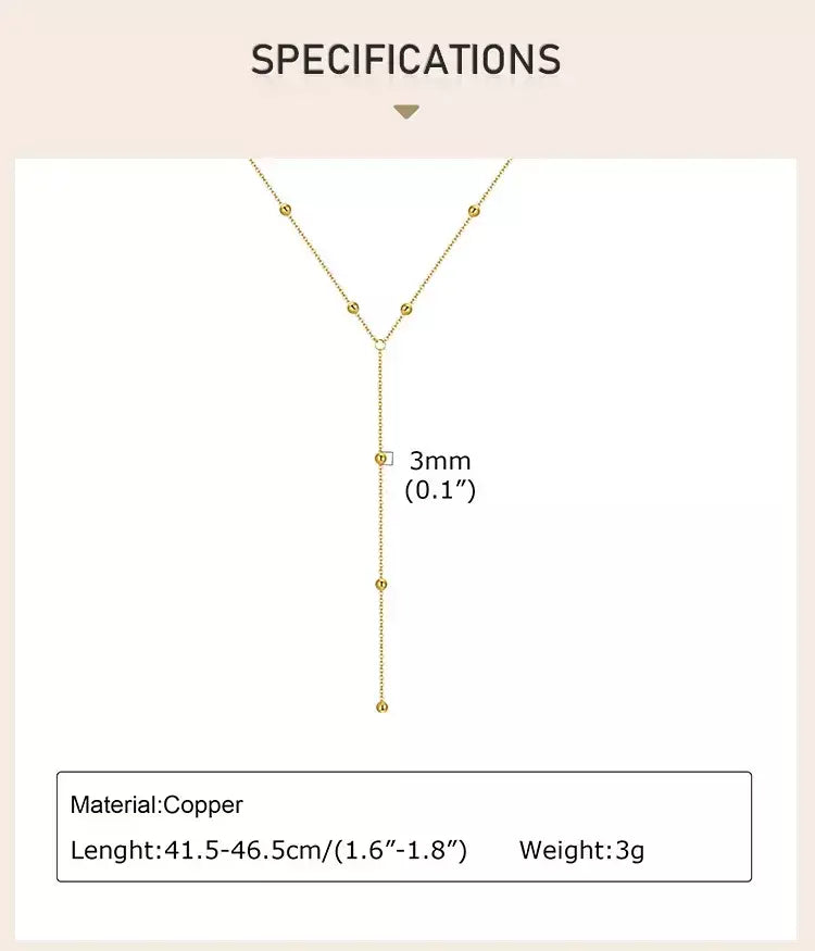 Colar lariat de aço inoxidável banhado a ouro, colar longo delicado colares laryered para mulheres meninas, pingente de gota em forma de y