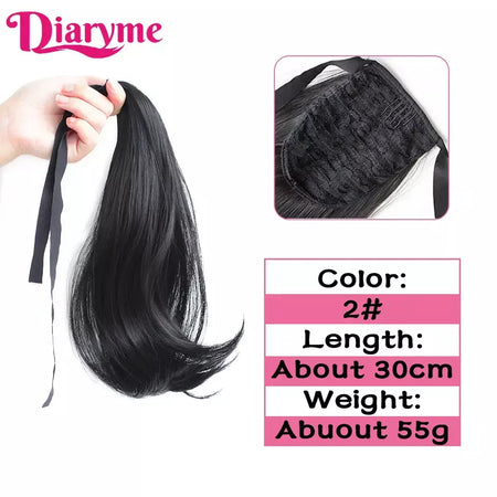 Extensões sintéticas longas do cabelo do rabo de cavalo para mulheres, preto, marrom, reistan do calor, rabo de pônei, cabelo falso, grampo no hairpiece