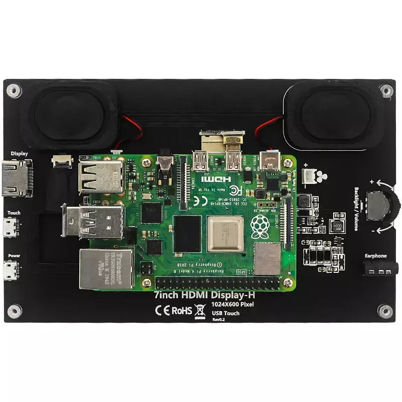 7 Polegada display portátil ips lcd tela de toque capacitivo 1024x600 monitor alto-falantes opcionais para raspberry pi 5 4b 3b + computador portátil