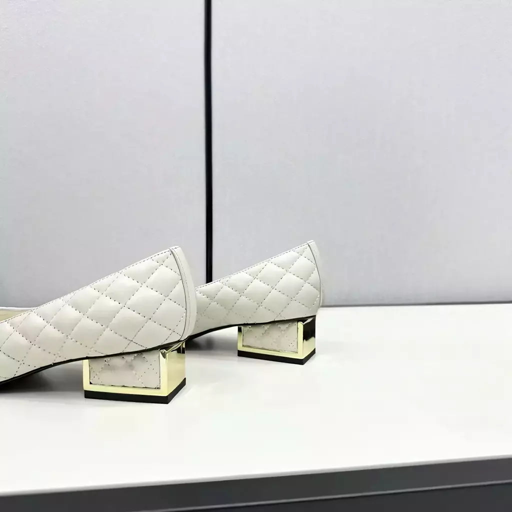 Sapatos de salto alto baixo de couro genuíno para mulheres, sapatos de noite casuais, moda feminina, alta qualidade