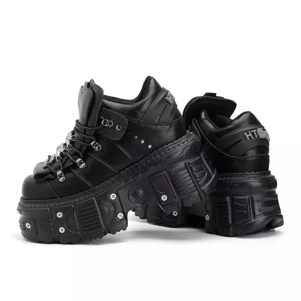 2025 mulher tênis novo estilo punk sapatos femininos gótico tornozelo rock botas rendas salto altura sapatos plataforma mulher decoração de metal