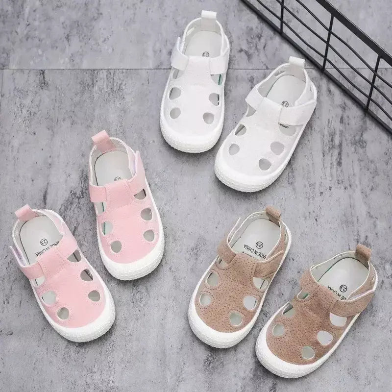 Crianças metade sandálias meninos esportes sapatos casuais recortes oco moda 2024 nova primavera verão crianças meninas sandálias 21-30