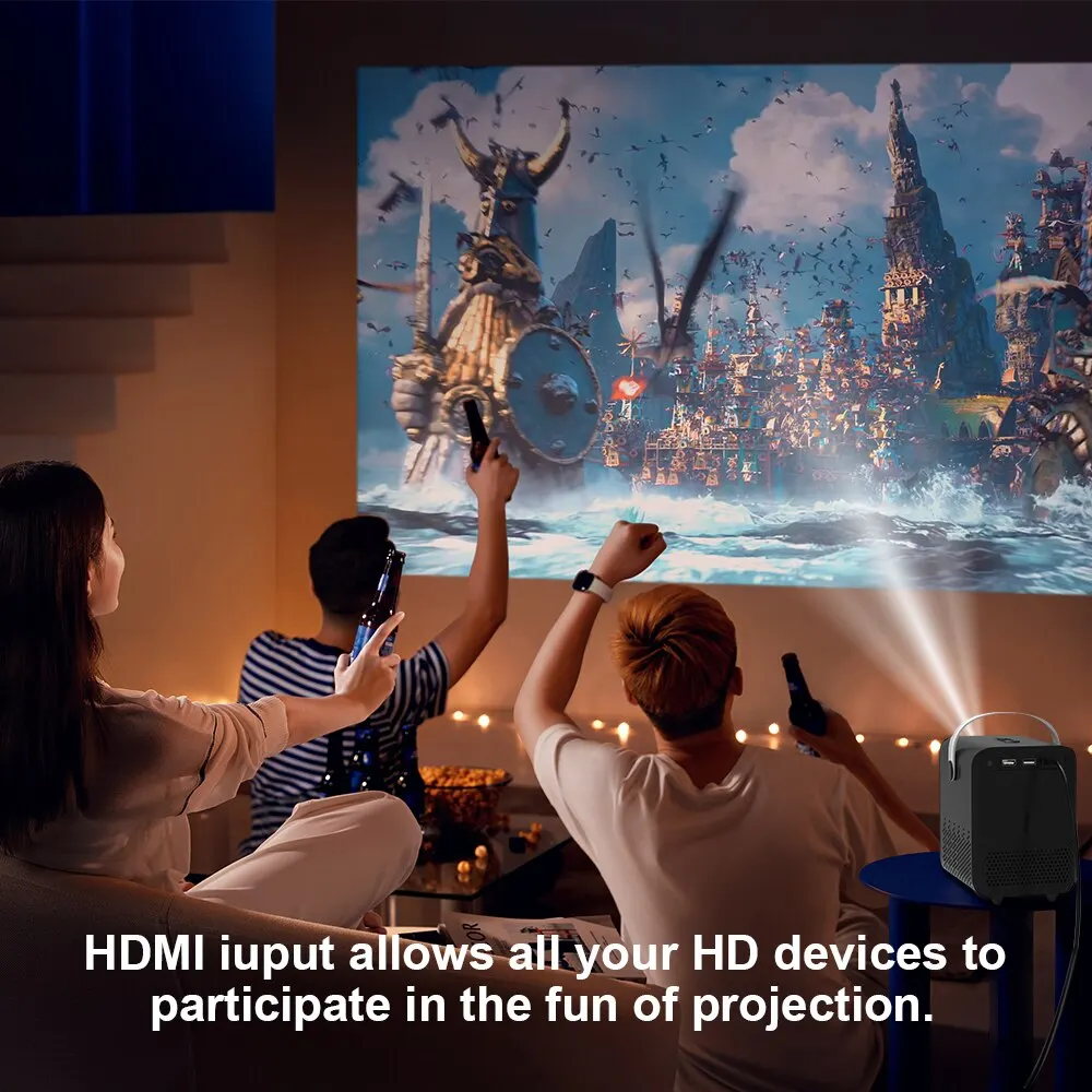 HONGTOP Android Inteligente Mini Projetor 300ANSI Lumen Projetor Portátil 4K com WIFI Bluetooth 1080P Home Movie Theater Beamer