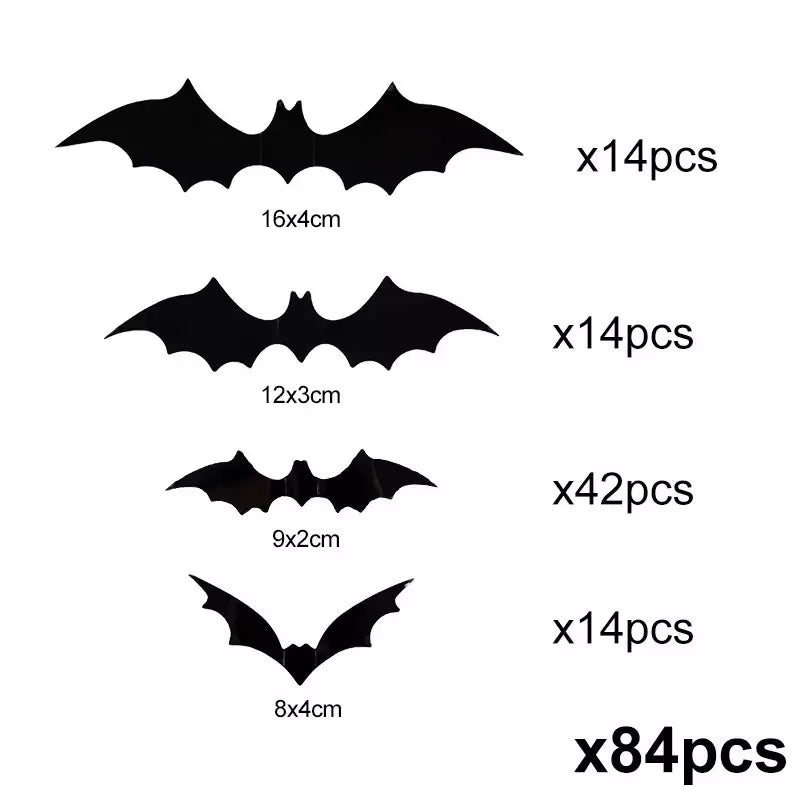 Halloween 3d morcego preto adesivos de parede para casa quarto decoração interior adereços assustadores crianças festa favores decalques parede janela adesivo