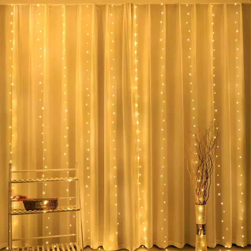 6x3m/3x3m grinalda na cortina festão de alimentação usb (com controle remoto) guirlanda de ano novo luzes led decoração de natal