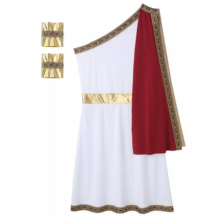 Homens antigo deus grego gladiador halloween cosplay trajes toga com mangas rei romano príncipe toga robe vestido punhos destacáveis