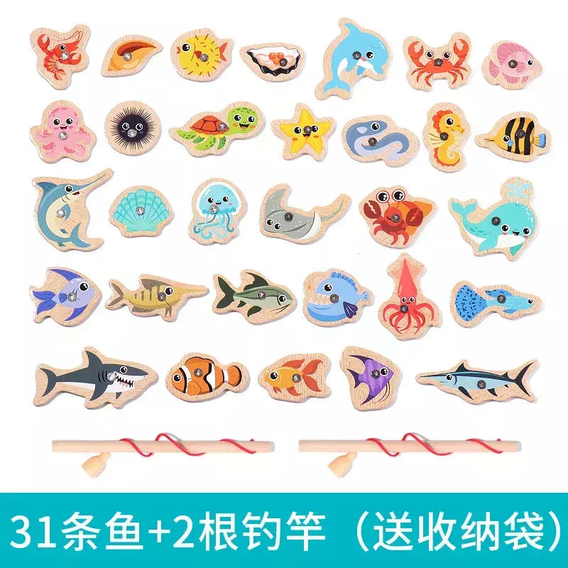 Montessori brinquedos de pesca para crianças, Desenhos animados, Vida marinha, Cognition Fish Games, Interativo pai-filho, Brinquedo educativo