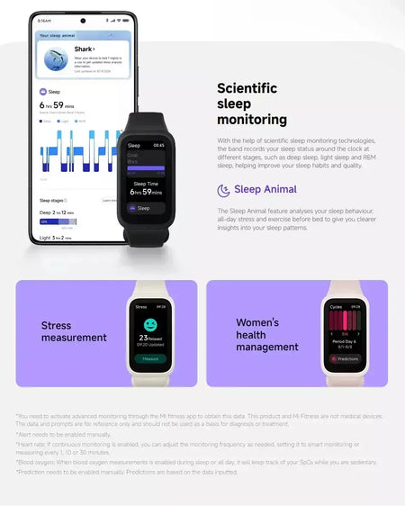 Versão global Xiaomi Smart Band 9 Active 1.47 ''Display 5ATM Modo de vida útil da bateria de 18 dias Monitoramento de saúde e fitness durante todo o dia