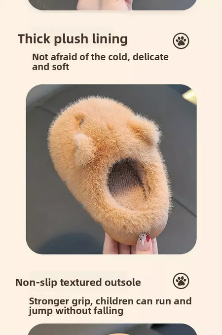 Capivara crianças chinelos 2025 inverno novo bonito fofo algodão sapatos de chão mulher quente interior dos desenhos animados piso de pelúcia casa chinelos