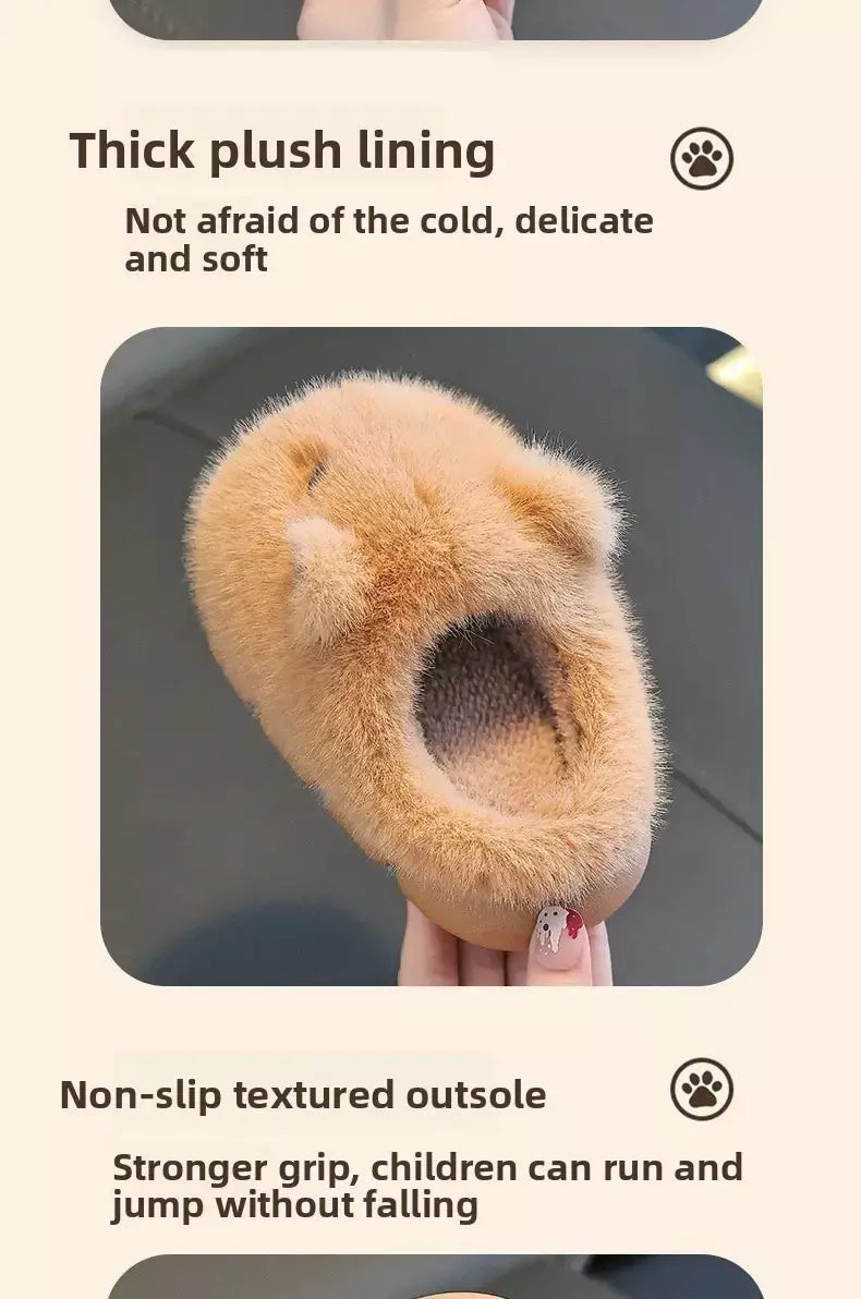 Capivara crianças chinelos 2025 inverno novo bonito fofo algodão sapatos de chão mulher quente interior dos desenhos animados piso de pelúcia casa chinelos