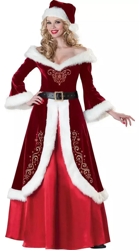 Traje de papai noel feminino masculino vestido de elfo de natal unissex roupa de festa adulto terno de natal desempenho de palco festivo role play wear