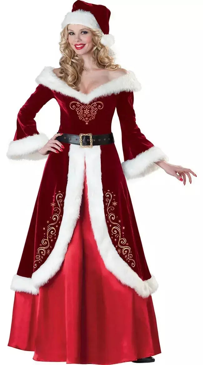 Traje de papai noel feminino masculino vestido de elfo de natal unissex roupa de festa adulto terno de natal desempenho de palco festivo role play wear