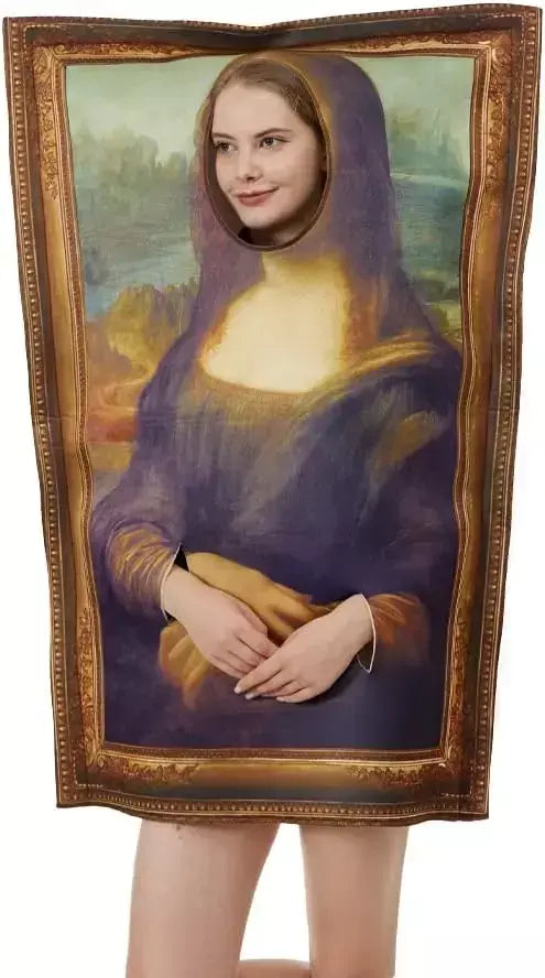 Pinturas famosas traje mona lisa o grito halloween natal adulto homens mulheres engraçado cerative vestir-se