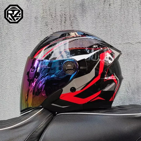 2025 mais recente capacete da motocicleta de alta qualidade metade cobrindo lente dupla cascos para motos masculino feminino casal capacetes de moto