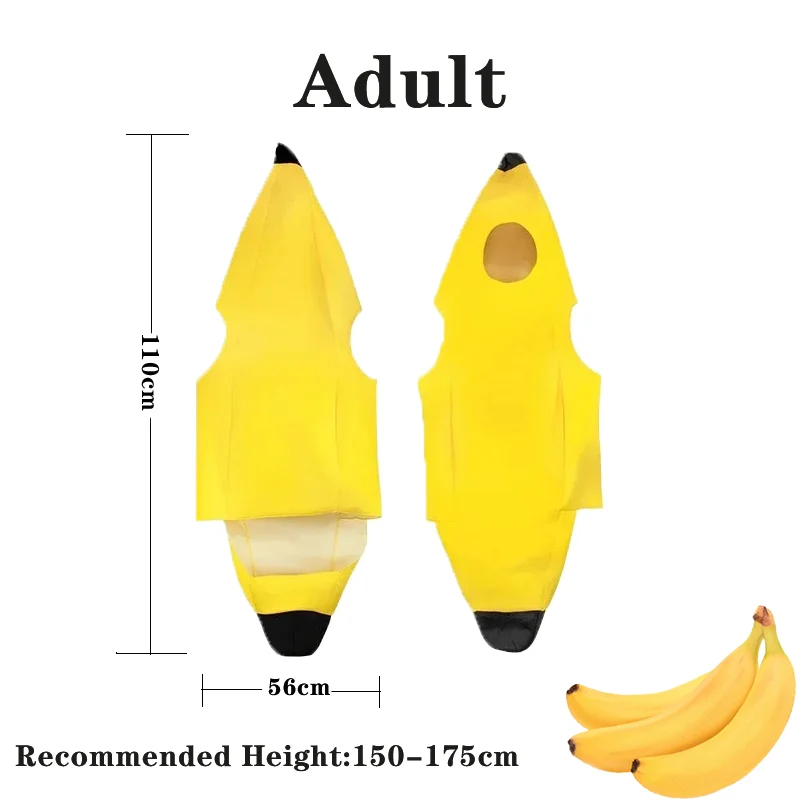 Criança/adulto unissex divertido conjunto de banana amarelo traje luz halloween fruta fantasia festa feriado dança vestido traje