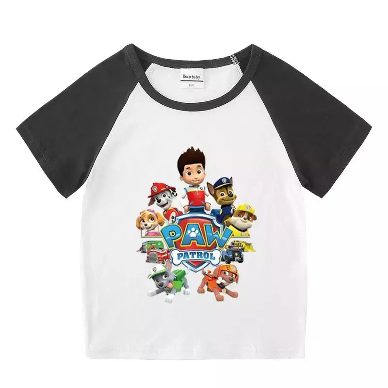 Boys Paw Patrol T-shirt manga curta Top e Shorts Set, bebê meninos roupas, roupas dos desenhos animados, terno verão, novo conjunto infantil, 2022, 2pcs