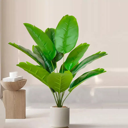 Palmeira tropical artificial 60-90-120cm(47,2 pol.) folhas de planta de banana falsa toque real planta de plástico strelitzia para jardim doméstico