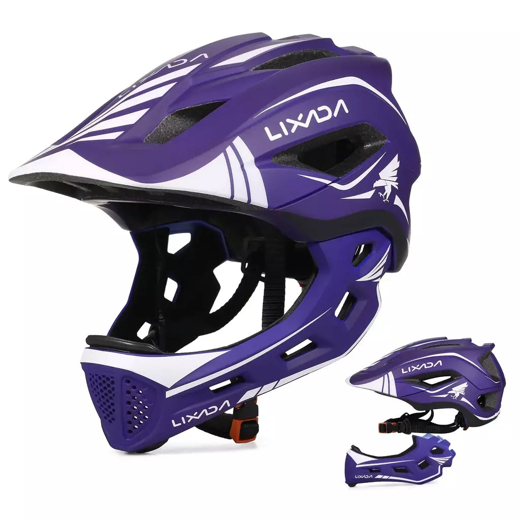 Lixada crianças 2-em-1 destacável capacete facial completo crianças esportes capacete de segurança da bicicleta equipamentos de proteção crianças capacete de ciclismo