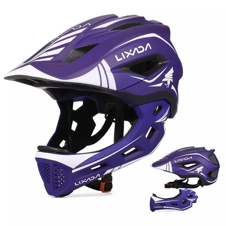 Lixada crianças 2-em-1 destacável capacete facial completo crianças esportes capacete de segurança da bicicleta equipamentos de proteção crianças capacete de ciclismo