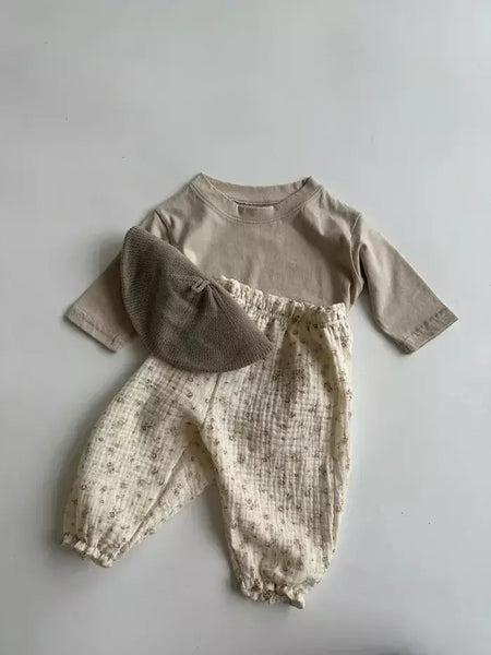 Calças de bebê de algodão orgânico recém-nascidos outono primavera verão inverno bonito impressão macia musselina roupas calças pantalons capris