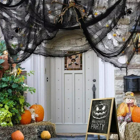 Halloween sangrento assustador gaze pano grande gaze preta assustador sangue tecido pano para festa de halloween casa ao ar livre quintal decoração