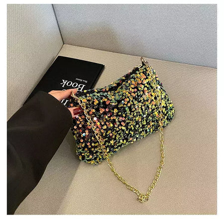 Lantejoulas crossbody saco de corrente simples ins cor sólida lantejoulas bolsa de ombro axilas bolsa de telefone noite sacos de embreagem bolsa
