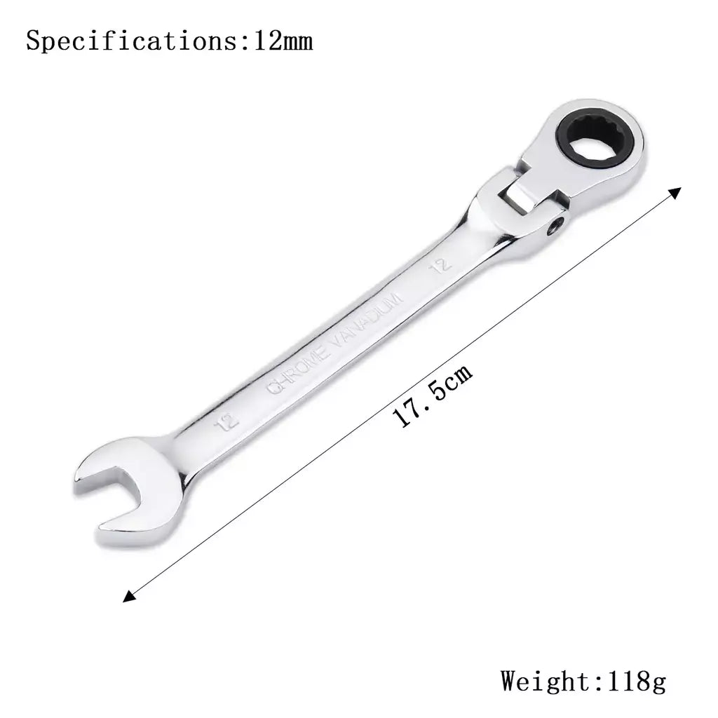 Chave de catraca de chaves, conjunto de ferramentas manuais, catraca de 72 dentes, cabeça flexível, acabamento espelhado, 6mm-27mm, reparo automático e doméstico, 1 peça