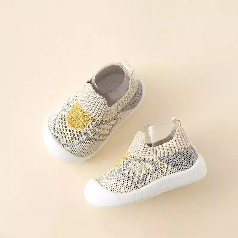 Sapatos de malha respirável para recém-nascido, meias infantis, fundo macio, antiderrapante, menino e menina, 0 a 5 anos, verão