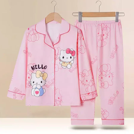 Sanrio cinnamoroll kuromi pochacco conjunto de pijamas infantis dos desenhos animados anime minha melodia manga curta pijamas bonito menino menina presentes