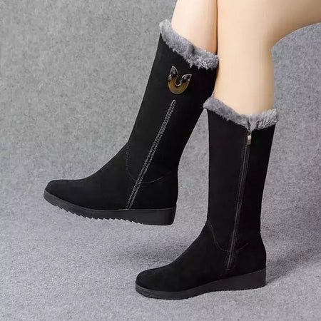 Botas de inverno de alta qualidade botas de inverno para mulheres 2022 botas de inverno para mulheres grossas meados de bezerro de pelúcia botas planas de neve zip moda botas de mujer