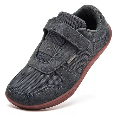 Hobibear crianças dedo do pé largo sapatos descalços pouco/grande/criança gancho loop minimalista tênis malha de couro artificial sapatos leves