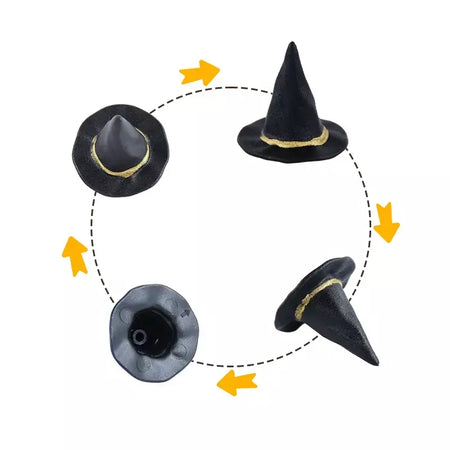 10 pçs halloween bruxa chapéu decorações chapéus em miniatura caldeirão potes chaleira ornamento festa de halloween decoração para casa diy artesanato