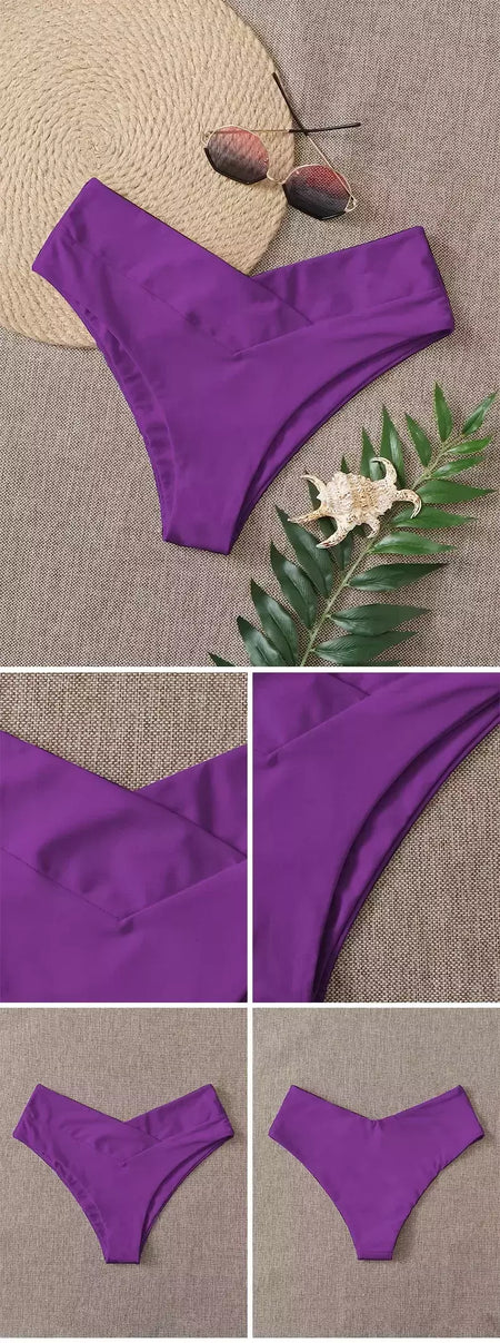 Tanga brasileira de biquíni para mulheres, semi-banho, roupa de praia sexy V cheeky, banho preto para senhoras, natação