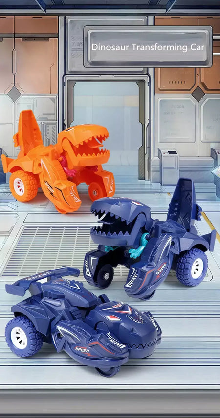Modelo de carro de deformação de dinossauro 2 em 1, brinquedo para meninos, ação de um passo, transformação de colisão, mini veículos, presente de brinquedo para crianças