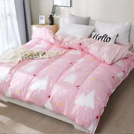 YanYangTian-Roupa de cama, Algodão lavado, 4 peças, Conjunto de lençóis, Conforto, Sólido, Natal, Casal, Capa de edredão