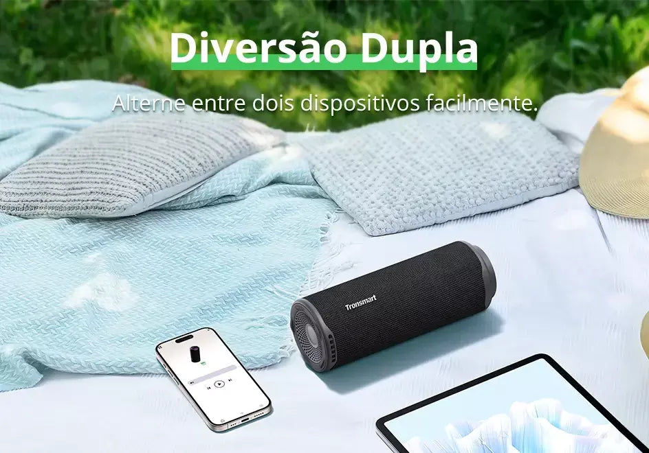 Tronsmart T8 caixa de som bluetooth portátil, Alto-falante Bluetooth 40W Alto-falante portátil externo com graves profundos, SoundPulse, IPX7 à prova d'água, controle de APP, para camping