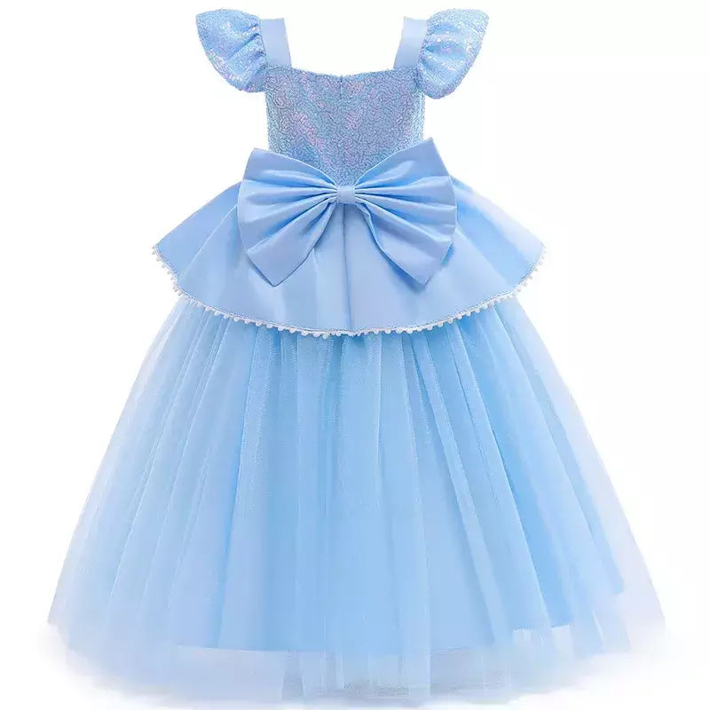 Cinderela cosplay traje crianças roupas para meninas lantejoulas vestido de princesa com luvas de coroa festa de aniversário vestido de baile 3-10 anos