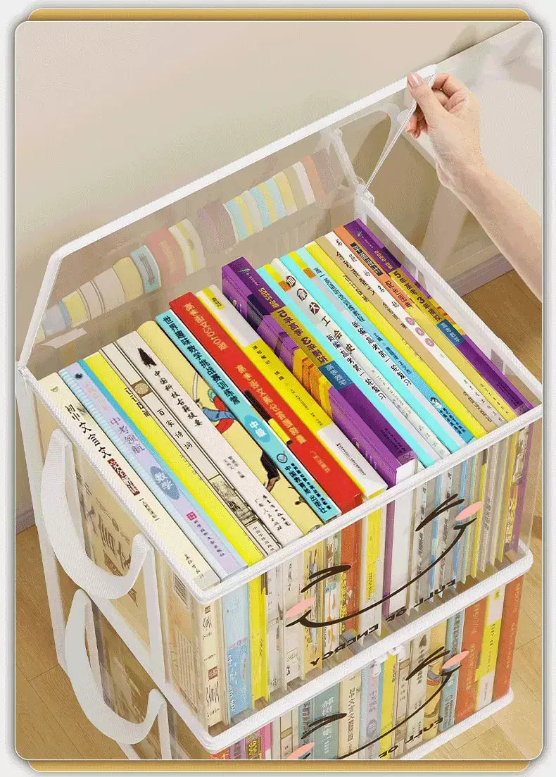 Caixa de livro dobrável estudante dormitório sala de aula livro organizador transparente à prova dwaterproof água casa livro organização caixa armazenamento bolsa