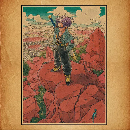 Japonês em torno do anime retro dragon ball cartaz goku gohan vegeta piccolo friza pintura em tela impressão arte da parede presente das crianças