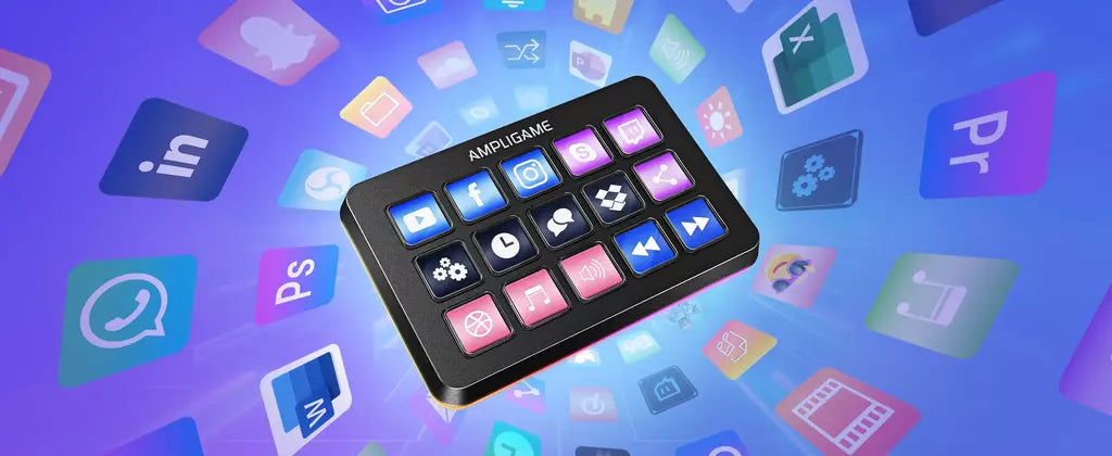 Mini teclado FIFINE D6 com 15 botões macro personalizáveis, funções de disparo via aplicativo, macros personalizados para OBS/Twitch/YouTube/VK