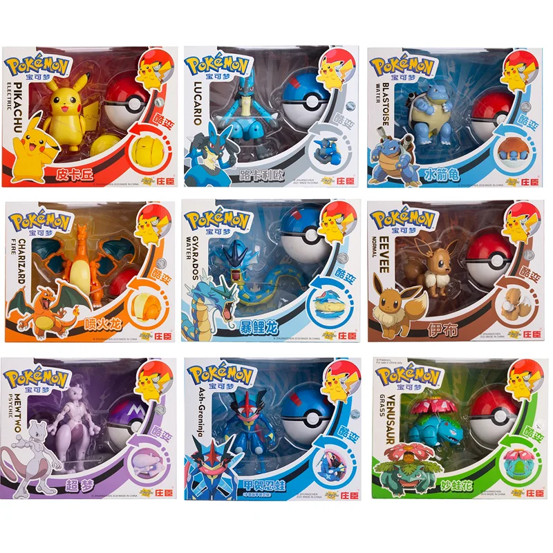 Sobre pokemon anime figura charizard pikachu gyados bolso monstro figura pokeball ação deformação brinquedo modelo crianças presente