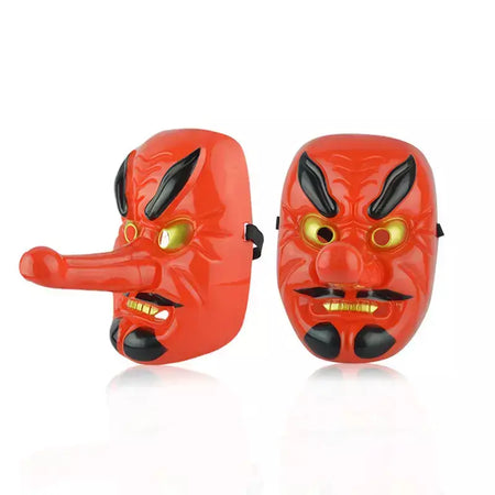 2 pçs tradicional japonês drama máscara japonês samurai máscaras para adultos fantasma vermelho máscara facial para carnaval halloween cosplay adereços