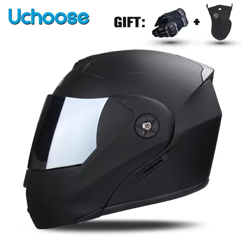 Unisex Capacete com viseira, lente dupla, seção transversal, segurança, modular, flip, capacete, certificação DOT, Uchoose