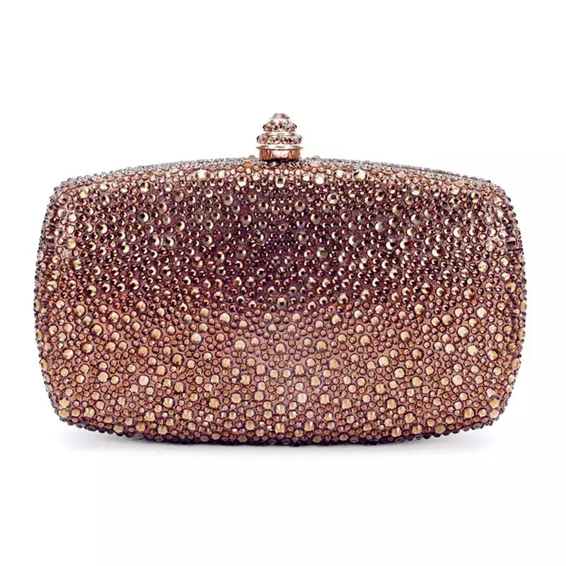 Bolsa noite strass para mulheres, bolsas de casamento, corrente de cristal, ouro, prata, pedras da noite, marrom, verde, pedras azuis