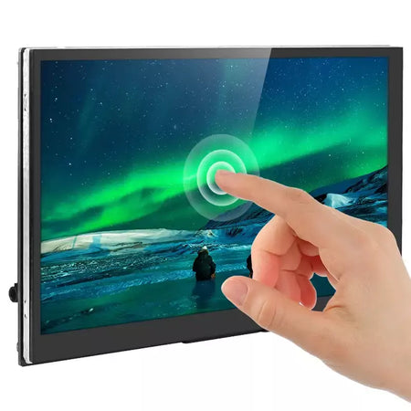 7 Polegada display portátil ips lcd tela de toque capacitivo 1024x600 monitor alto-falantes opcionais para raspberry pi 5 4b 3b + computador portátil