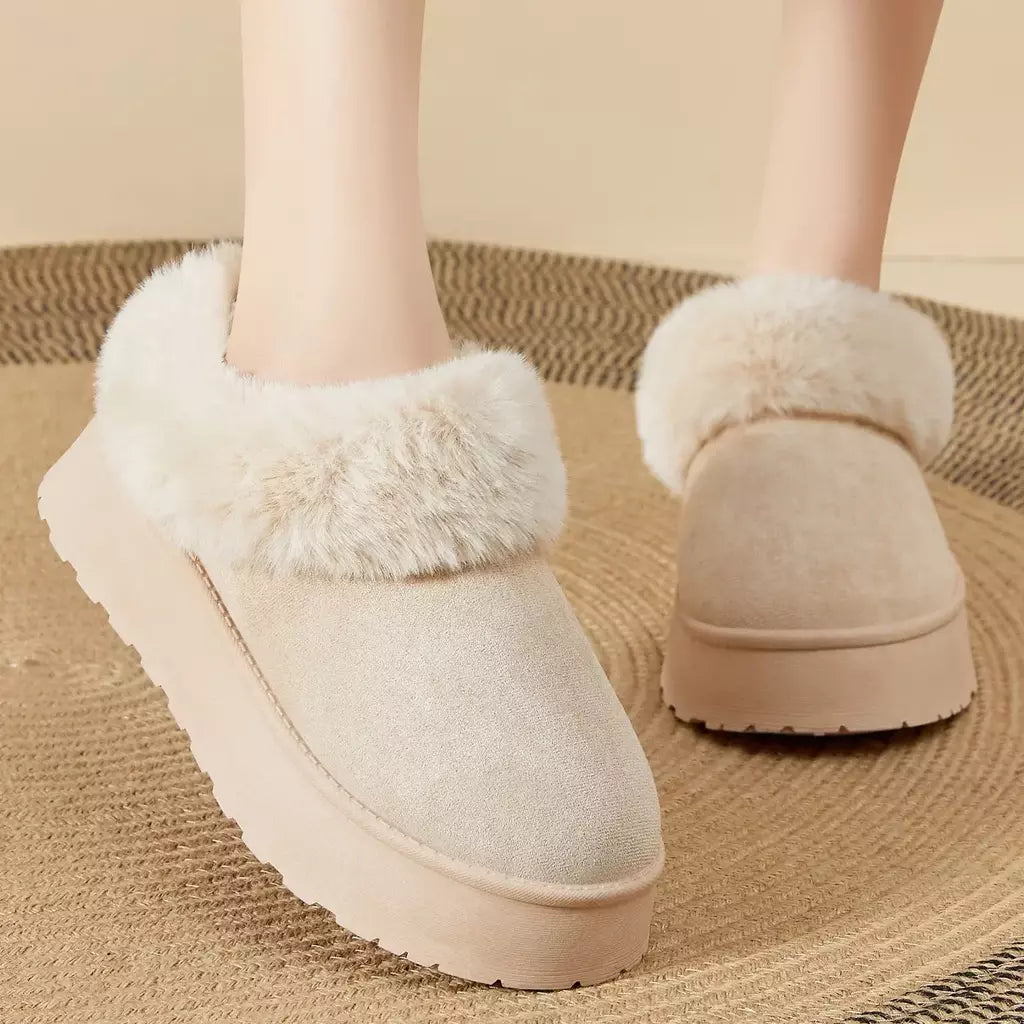 Botas de neve de fundo grosso feminino outono inverno novo estilo casual quente velo forrado pão sapato de algodão transfronteiriço