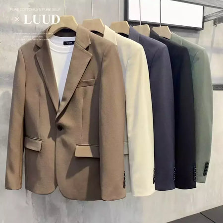 Blazer fino de negócios masculino, roupas estilo coreano, casaco casual, terno elegante, jaquetas marrons, de alta qualidade, 2024