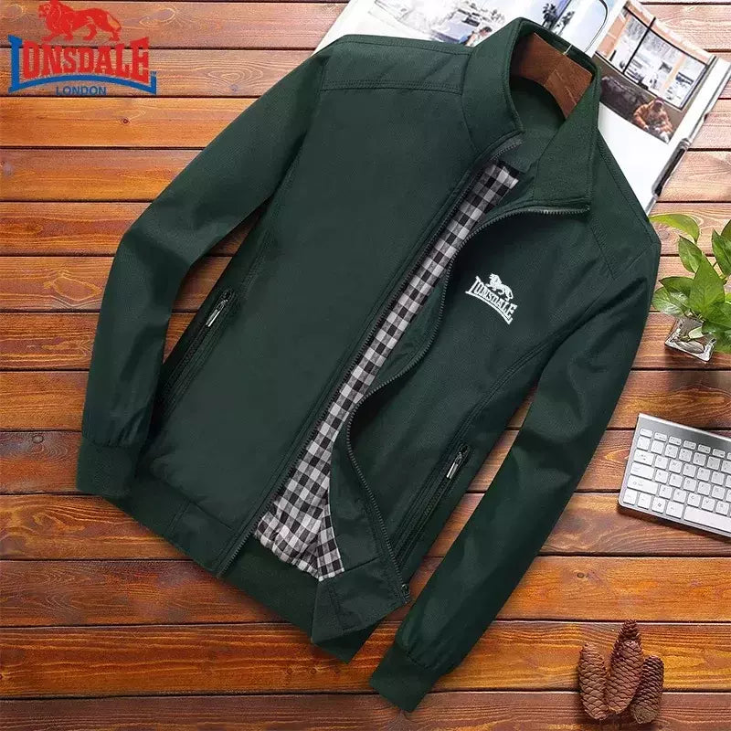 LONSDALE-Jaqueta Bomb bordada slim fit masculina, Gola de Beisebol, Alta Qualidade, Moda Casual, Primavera e Outono, M-6XL