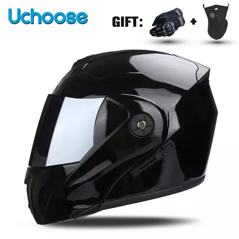 Unisex Capacete com viseira, lente dupla, seção transversal, segurança, modular, flip, capacete, certificação DOT, Uchoose